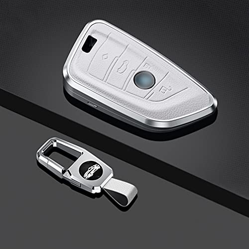 Sanrily Keyless White Key Fob Cover For Bmw Series 3 5 6 7 2020 2021 X1 X3 X4 M5 Metal Leather Key Case Shell With Keychain #TOP2