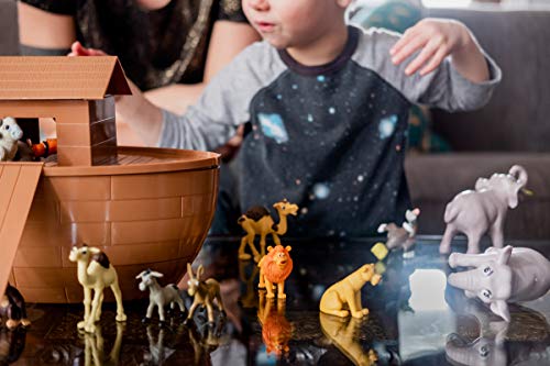 image for BibleToys Noah's Ark 17 Piece Playset with Noah, 14 Animals and Floati