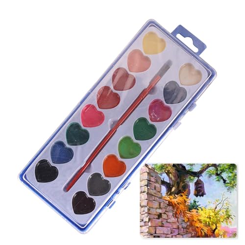 Juego de pintura en forma de corazón - Paleta no tóxica con colores vivos, kit de pintura portátil en forma de corazón para suministros artísticos, manualidades, pintura de bricolaje