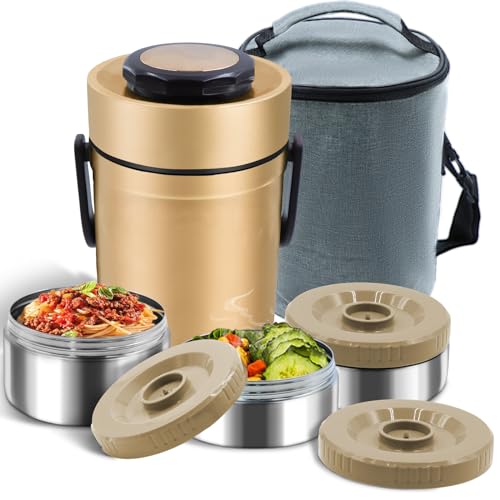 67oz Thermos for Hot Food, 3 Layered Stackable Insulated Lunch Bo...