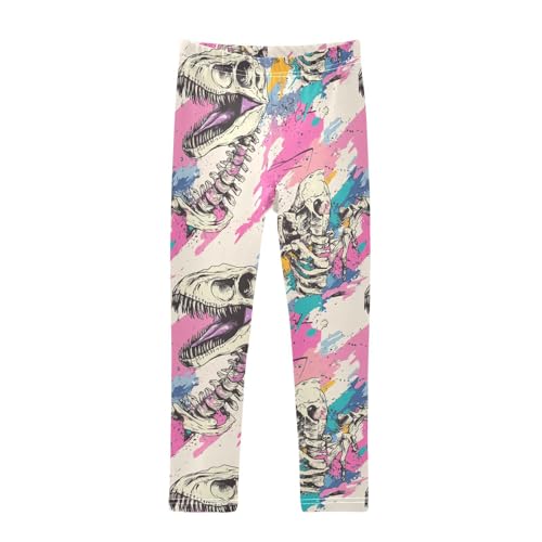 ZZKKO Girls Leggings Graffiti Dinosaurs Skeleton Toddler Girls Clothes Leggings for Girls Toddler Girls Leggings 3-4T
