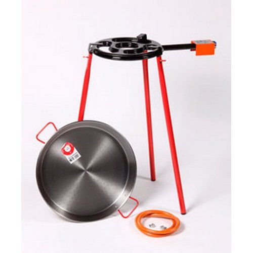 Garcima Tabarca Plus Juego de paella de jardín – Paellera acero pulido de 50 cm/400 mm + Quemador De Gas