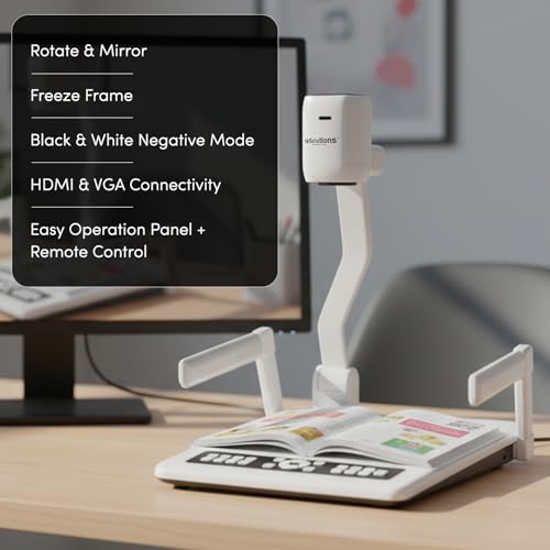 Image of Desktop Visualizer Full HD 8MP Document Scanner with Camera, Auto Focus, Touch Control Panel, HDMI in /Out, VGA in /Out, Document Scanner Visualizer - White Colour