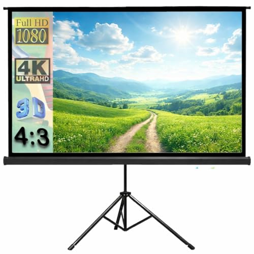 Image of SAVSOL 120 Inch Cineview Series Tripod Type Projector Screen, Supports UHD, 3D and 4K Ready Technology-(8ftx6ft, 4:3 Aspect Ratio)#1