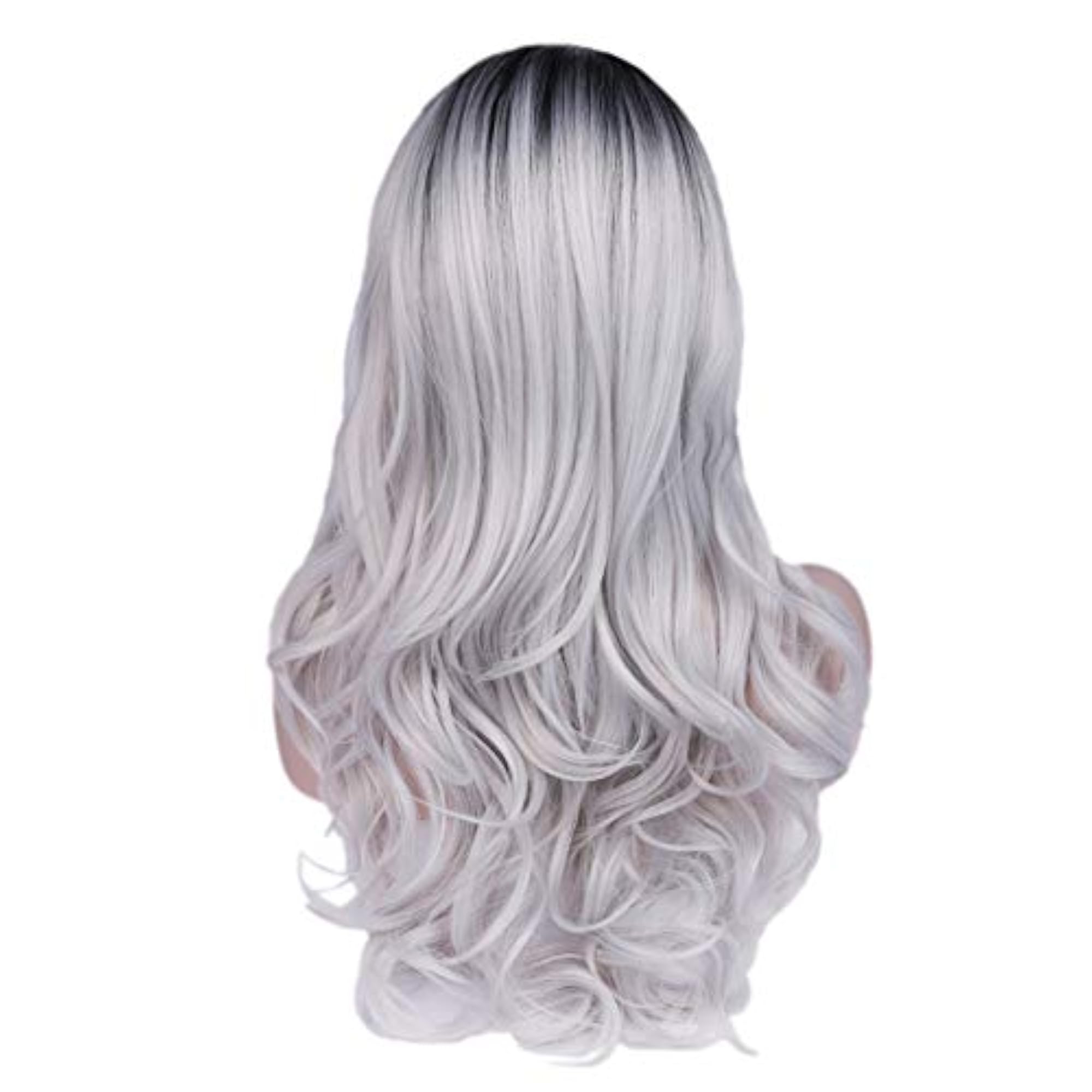Ombre Wig Black To Gray Long Wavy Synthetic