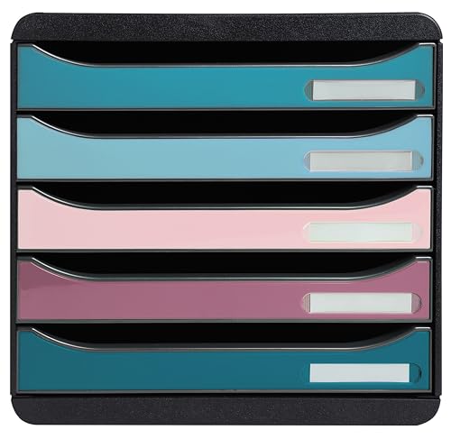 Exacompta - Réf. 309606D - Module de classement, de rangement BIG BOX+ Skandi, superposable - Caisson 5 tiroirs pour document A4+ - Dimensions extérieures :...