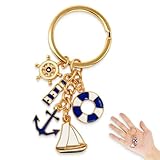 Yowfond Schlüsselanhänger Maritim: Anker, Segelboot und Nautische Deko, Geschenkideen für Frauen, Geburtstagsgeschenke Freundin und Guter Freundin, Glücksbringer Schlüsselanhänger (Blau)