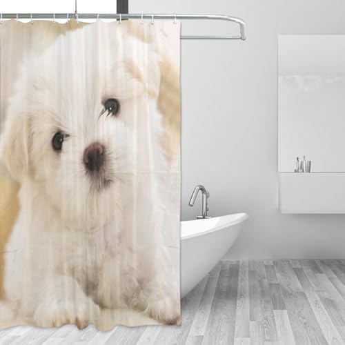 Rideau de douche chiot maltais imperm&eacute;able contre les &eacute;claboussures d'eau - 4