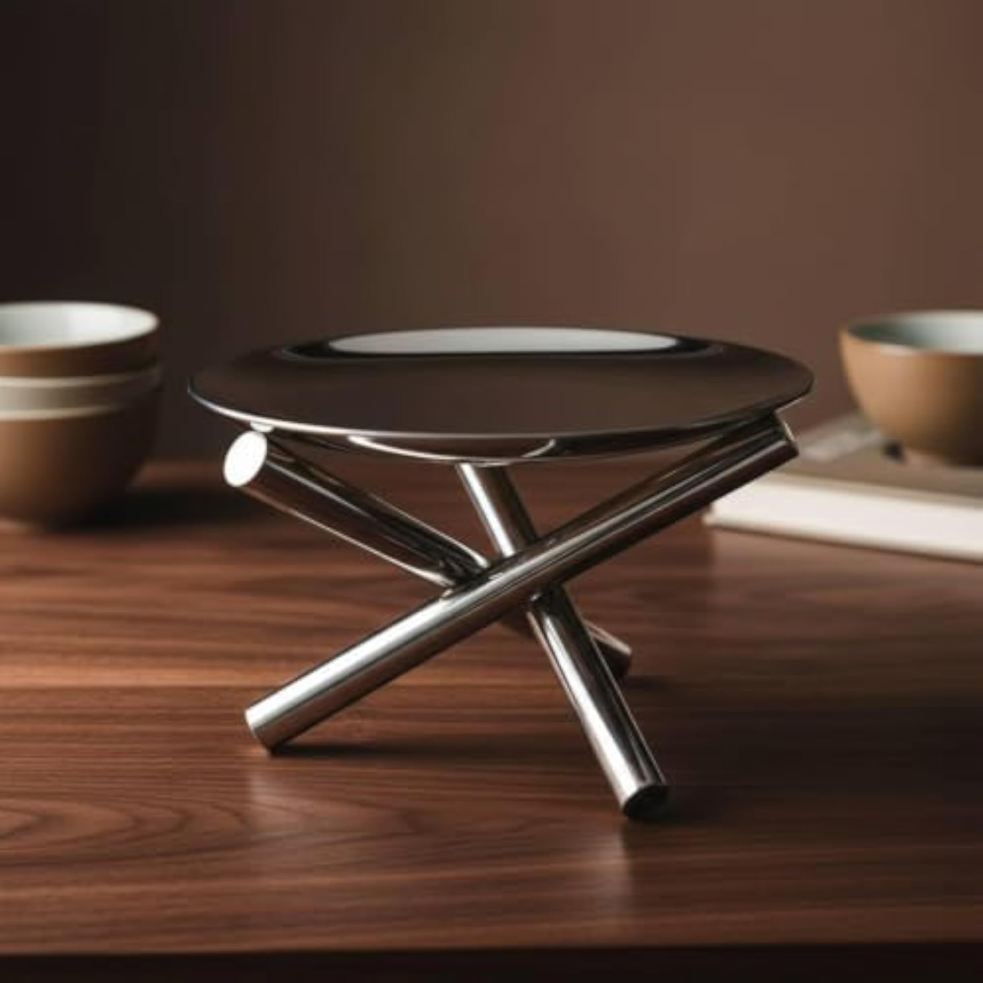 Modern Stainless Steel Fruit Tray with Glass Cover