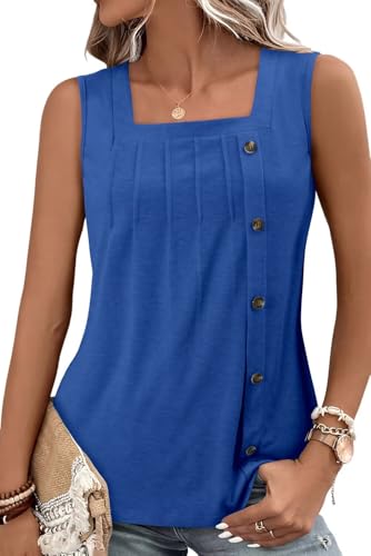 KISSMODA Womens Boho Tops for Summer Sleeveless Tanks Loose Fit Casual Blouse Daily Shirts for Leggings (S-3XL)