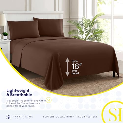 California King Sheet Sets - Breathable Luxury Sheets with Full Elastic & Secure Corner Straps Built In - 1800 Supreme Collection Cal King Deep Pocket Bedding Set, Sheet Set, California King, Brown