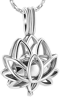 Medallón de Recuerdo de Flor de Loto de Acero Inoxidable con urna de Color Dorado para Compartir Cenizas joyería de cremación