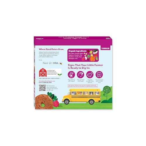 Image of Once Upon A Farm Organic Toddler Soft Baked Bar, Rasp-Berry, Beet and Kale, Smart Wheels Shaped, Non GMO, Kosher, 3.35 Ounces (Pack of 8)