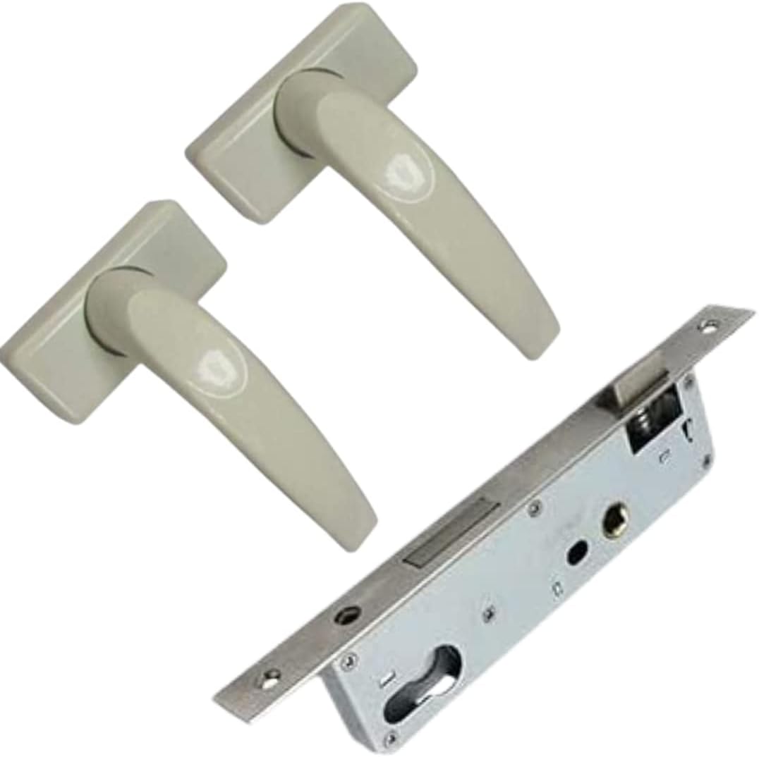 Robustline Aluminium Door Handle White with 20MM Lockbody, Heavy Duty Door Handle Set. (Beige)