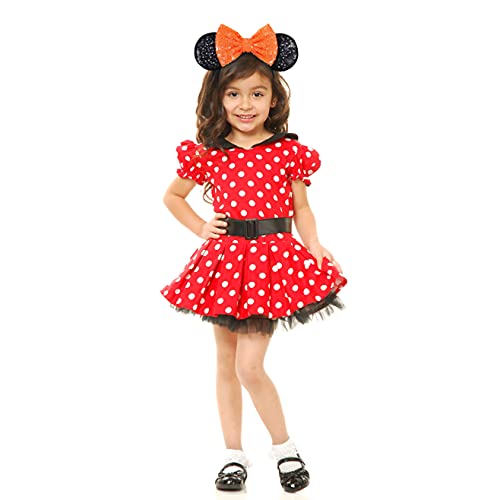Image of FANYITY Mouse Ears, Sequin Mouse Ears Headband for Girls Women Halloween Birthday Party (Orange Bow)