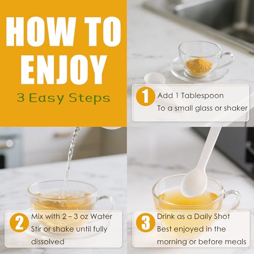 Pineapple Ginger Shots, Ginger Powder | Turmeric Supplement, Magnesium, Vitamin C, D, B12 | Digestive Health & Antioxidant | Gluten Free, Non-GMO | 6.35 Oz, Spoon Provided - Image 7