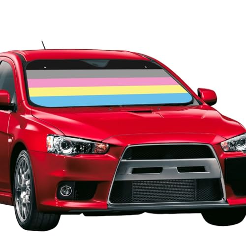OKLRYNBV Windshield Sun Shade for Car Durable Bubble Aluminum Film Material Polygender Pride Flag LGBTQ Car Sun Visor, Medium, Black