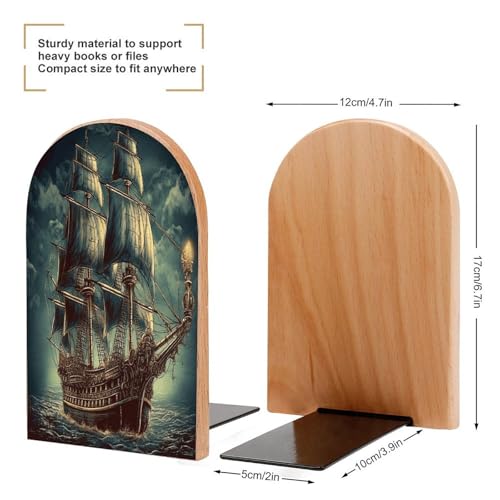 Sujetalibros náuticos de madera con base de metal para estanterías 3