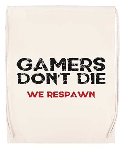 Design superiore Enigmae Gamers Dont Die We Respawn Borsa in Cotone Sportivo da Palestra con Coulisse Sport Cotton Beige Bag