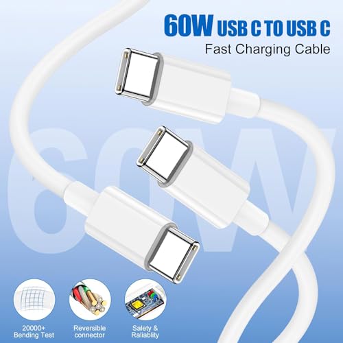 Image of iPhone 16 /15 Charger Fast Charging, 2Pack 20W PD USB C Fast Wall Charger Block with USB C to C Fast Charging Cable Cord Compatible with iPhone 16 /15 /15 Pro /15 Pro Max /15 Plus,iPad 12.9 /11 /10.9 /Air 5 /4