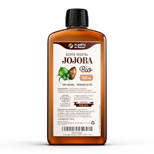 Aceite Vegetal de Jojoba Orgánico 500 ml - 100% Puro, Natural y Prensado en Frío