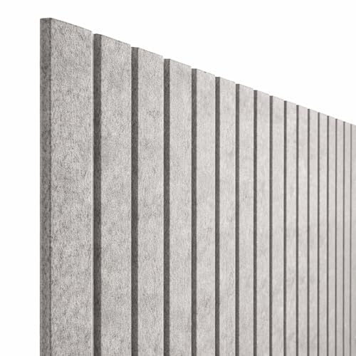 Image of MMT Acoustix Slats Felt Acoustic Wall Panel | Sound Proofing for Room |Premium Acoustic Panel |Pin Board for Wall |Sound Absorbing Panels | Slats Felt Acoustic Wall Panel |Pumice| 30 x 30 cm | 8 Pcs