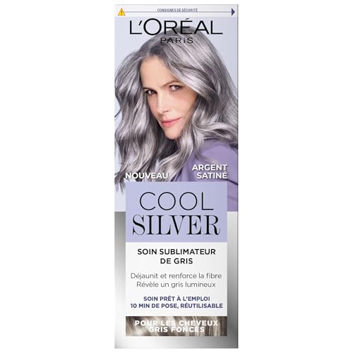 L'Oréal Paris - Cura Sublimatore di Grigio - Digila & Rafforza la Fibra Capillare - Capelli Grigio Scuro - Neutralizza i Riflessi Indesiderabili - Cool Silver - Colore: Argento Satinato