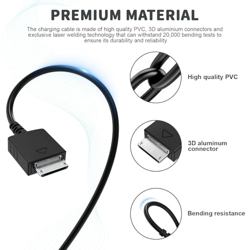WMC-NW20MU USB Ladekabel Datumskabel Kompatibel mit Sony Walkman MP3 MP4 Music Player NWZ A, S, E, X, Z Serie, passend für NWZ-S615F, NWZ-S616F, NWZ-S618F, NW-A828, NW-A918, NW-A919 & mehr, 1,2 m