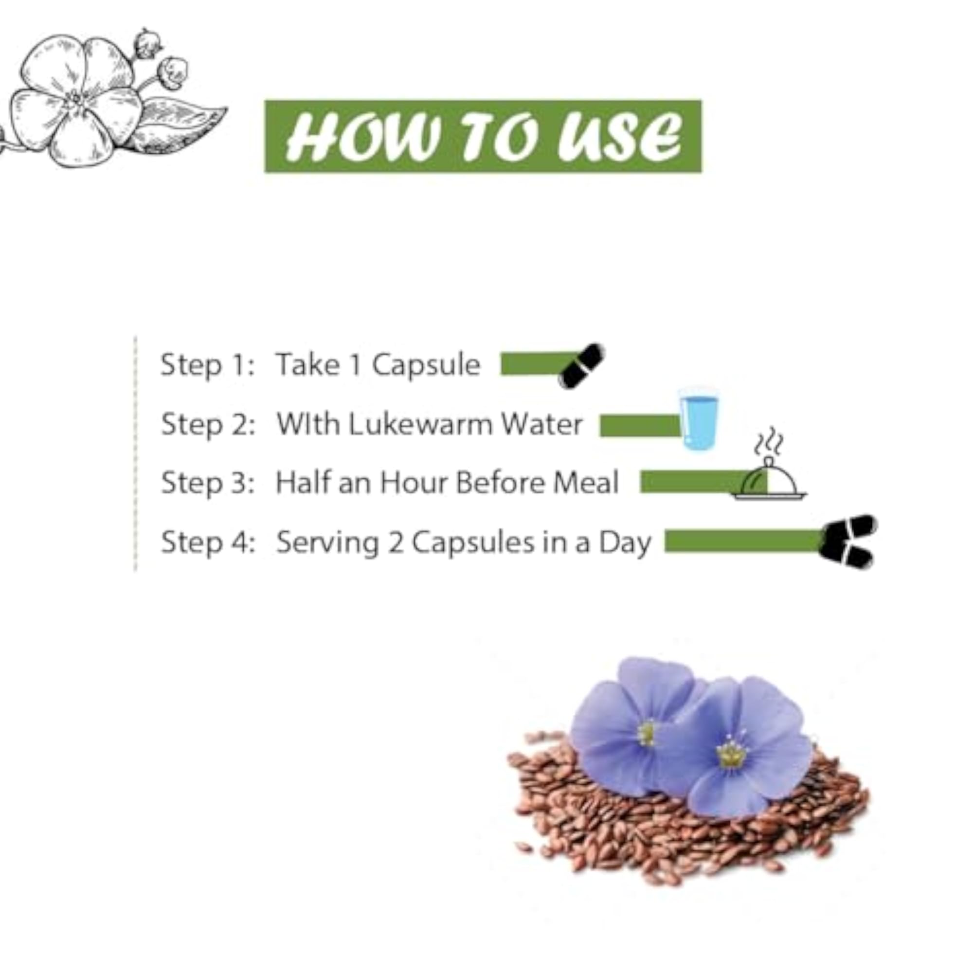 NUTRiHERBS Flaxseed Extract Capsules, 500mg, 60 Capsules
