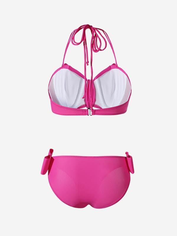 Pure Desire Wind White Stereoscopic Big Bow hot Girl Small Breast Steel Support Bikini3