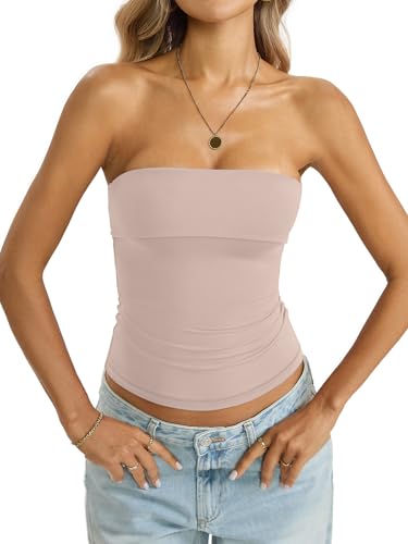EasyGala Womens Double Lined Tube Tops Non Slip Bandeau Strapless Shirts — view 5