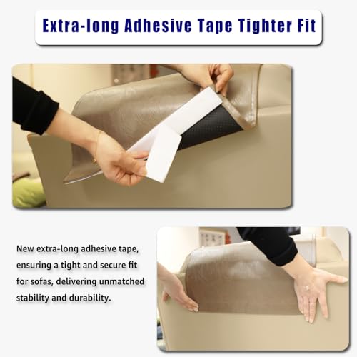 AmazeCov Non Slip Headrest Cover for Furniture Slipcovers,Faux Leather Headrest Protector for Recline Chair Vinyl Head Protector Cover for Sofa,Theater Seat Cover for Home & Office 17x27 in, Taupe by AmazeCov - Image 6