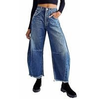Dames wijde jeans met wijde pijpen, vat hoefijzer vriendje