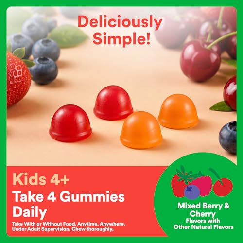 SmartyPants Organic Kids Multivitamin Gummies: Omega 3 (ALA), Beta Carotene, Vitamin B12, B6, A, K & Zinc for Immune Support, Biotin, Vegetarian, Three Fruit Flavors, 120 Count (30 Day Supply) - image 7
