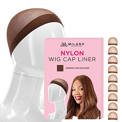 Milano Collection Wig Caps for Women | Premium Breathable, Stretchable, Nylon Bald Wig Cap Liner Stocking for Wigs and Lace Front Wigs, Hair Cap, Chocolate Brown, 1 Pack of 9 Caps, 9 Count Milano Collection Wig Caps for Women | Premium Breathable, Stretchable, Nylon Bald Wig Cap Liner Stocking for Wigs and Lace Front Wigs, Hair Cap, Chocolate Brown, 1 Pack of 9 Caps, 9 Count