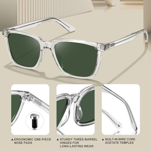 Image of CARFIA Retro Acetate Polarized Sunglasses for Men UV400 Protection Driving Outdoor Anti-Glare Sun Glasses CA5354WS