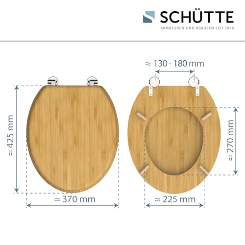 SCHÜTTE WC-Sitz BAMBOO ohne Absenkautomatik aus Bambus, nachhaltiger Toilettendeckel mit 175kg Belastbarkeit, Toilettensitz mit Brille, Klodeckel für WC, Holz Klobrille
