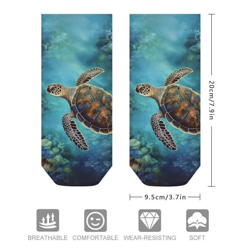 QMNVBDS Sea Turtle Socks Ankle Length Socks Casual Short Socks for Women Men Low Cut Sports Socks Running Socks No Show Socks Ankle Socks Athletic Socks Workout Socks