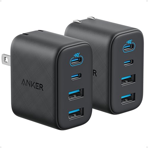 Anker Zolo USB C Charger Block, 2-Pack 4-Port Wall Adapter with 50W Max Output, 2 USB-C and 2 USB-A, Compact and Stable Design, for iPhone 17/16 Series, MacBook, iPad, Pixel, Galaxy, and Mor