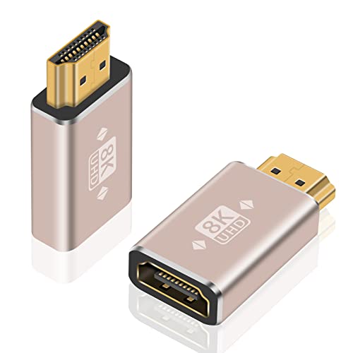 Duttek 8K HDMI Male to Female Adapter-2 Pack,HDMI 2.1 Adapter Extension,HDMI 2.1 Connector support 8K@60Hz,4K@120Hz HDR