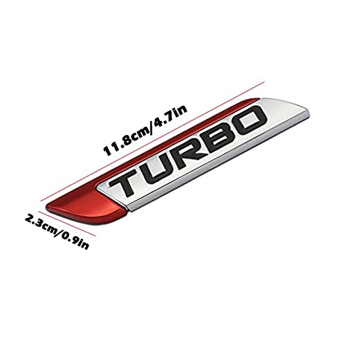 Dsycar 3D Metal Turbo Car Emblem For Auto Turbo Boost Drive Display, Never Fade & 3M Self Adhesive - Red - #TOP2