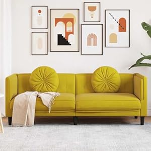 ChicAbode Gelbes Sofa mit Kissen 3-Sitzer