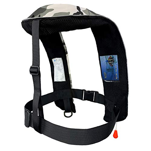 EYSON ライフジャケット フローティングベスト ベストタイプ 首掛 肩掛けタイプ 救命胴衣 釣り 大人 手動膨張式 CE認証 男女兼用 海 川遊び 釣具 強浮力 白迷彩 2枚目