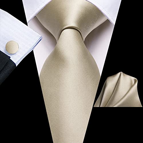Image of Hi-Tie Silk Ties for Men Plaid Paisley Striped Necktie Pocket Square Cufflinks Set Formal Business