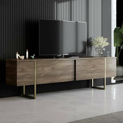 STRUTTURA E UTILIZZO - Supporto per televisione moderno, innovativo e funzionale - La scelta della struttura interna che compone questo set da salotto rende il design dell'articolo d'arredamento moderno, multiuso, pratico e salvaspazio - Il ripiano superiore è perfetto per accogliere la vostra TV, uno stereo o i vostri soprammobili preferiti - Mobile multifunzione perfetto per arredare ambienti con esigenze di spazio