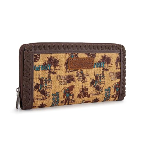 Image of Montana West X Warngler Western Cowboy Wallets for Women Large Capacity Bifold Wallet, Card Cases & Money Organizers Ladies Female Clutch Phone Wallets Yellow with ID Window