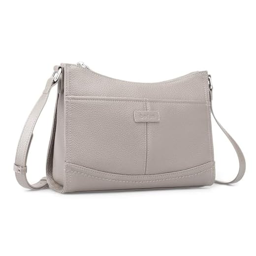 befen Bolsa tiracolo de couro genuíno para mulheres, pequena bolsa feminina com bloqueio de RFID integrada, bolsas antifurto, Bege cinza