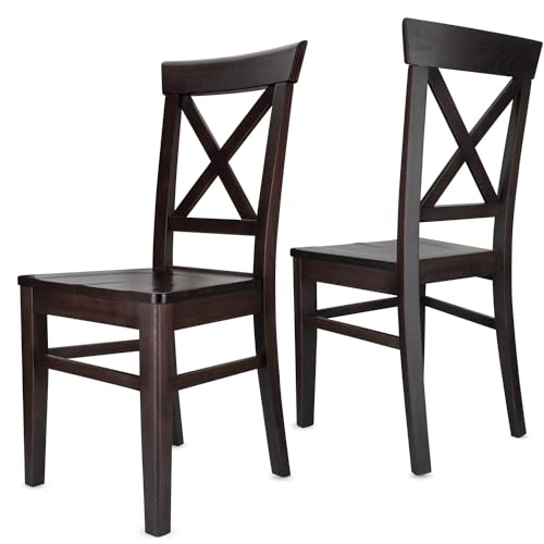 Staboos CH24 Esszimmerstuhle 2er Set Holz Stuhl bis 150 kg - Fertig montiert - Küchenstuhl 100% Massive Kernbuche Holzstuhl (Wenge)