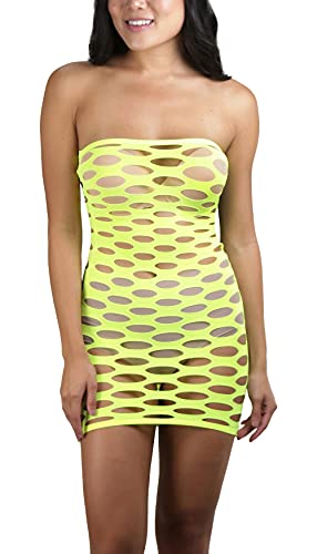 Image of ToBeInStyle Women's Stretch See Through Fishnet Novelty Mini Rave Party Dress