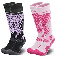 Toivize 2 Paia Calze da Sci Donna 34-38 in Lana Merino, Calze Termiche Invernali Spesse e Traspiranti, Calze Lunghe Calde per Sci, Snowboard, Trekking ed Escursioni Invernali